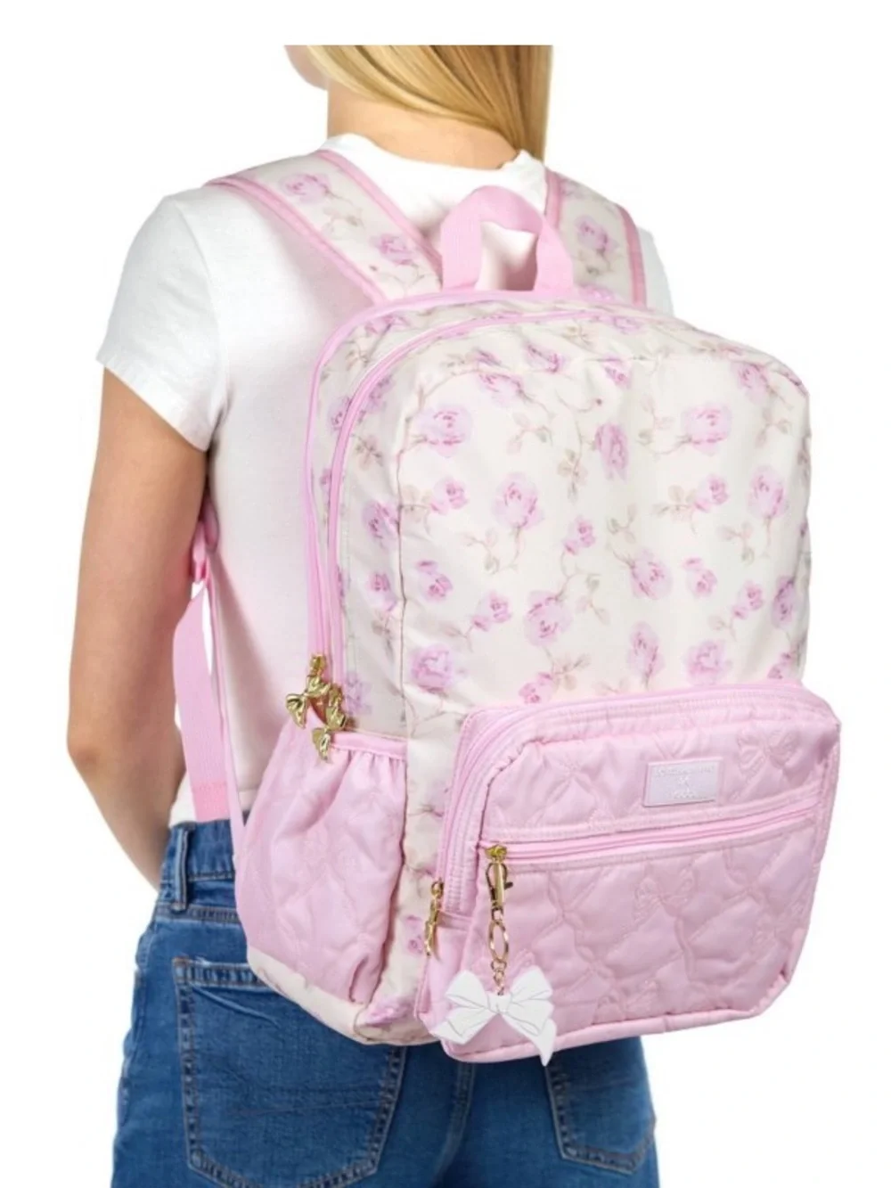 NWT LoveShackFancy x Target Yoobi Ribbon Rosa Sterling Dusk Floral Backpack Pink